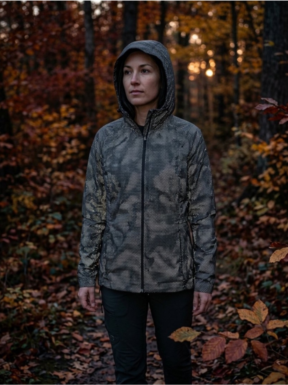 JF Active Polka Dot Packable
Windbreaker Jacket Hooded Vent Gray S